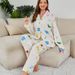 Cross-border Flannel Drawdown Pajamas suit Women's Cardigan Button Warm Lapel Home Clothes Coral Fleece Long-sleeved Trousers_voghion.com