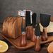 Solid Standable Handle And Fork Butter Acacia Wood Base Cheese Knife Set 6-Piece Gift Box_voghion.com