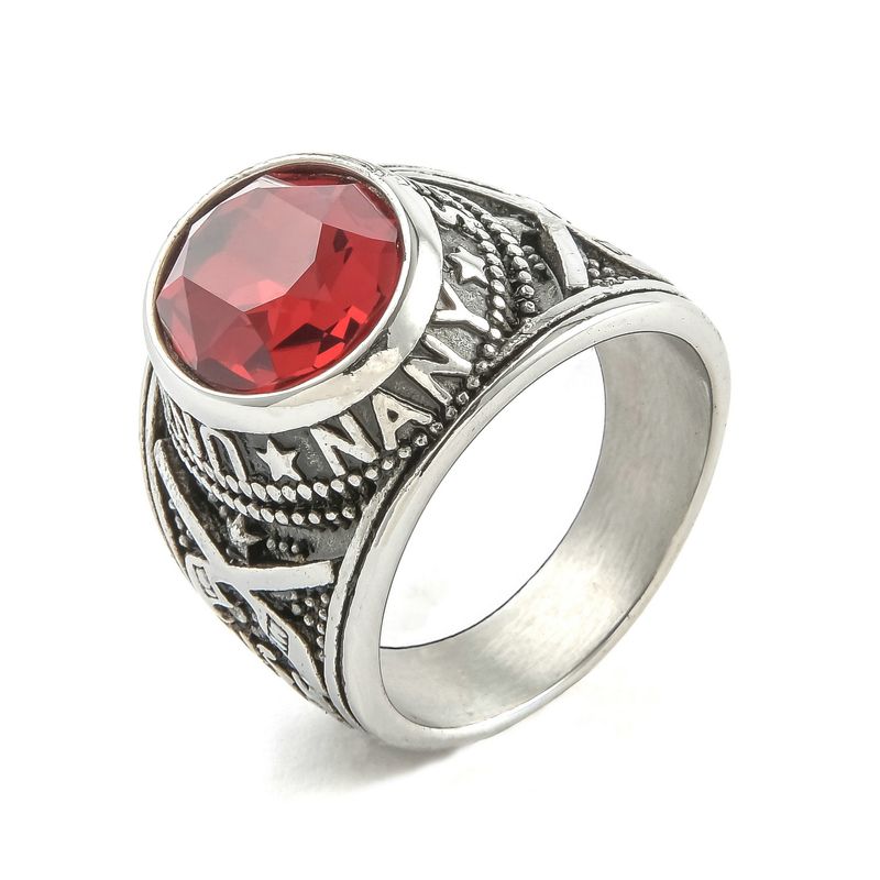 Neue Ankunft Edelstahl Rot Strass US Military herren Gold Farbe Persönlichkeit Ring_voghion.com