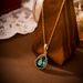 New teardrop shaped faceted super shiny gold zircon pendant simple colorful green crystal stainless steel chain necklace accessories_voghion.com