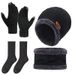 Cappello da uomo in maglia tre pezzi più cappello in pile Sciarpa da donna Guanti touch screen Tuta invernale calda_voghion.com