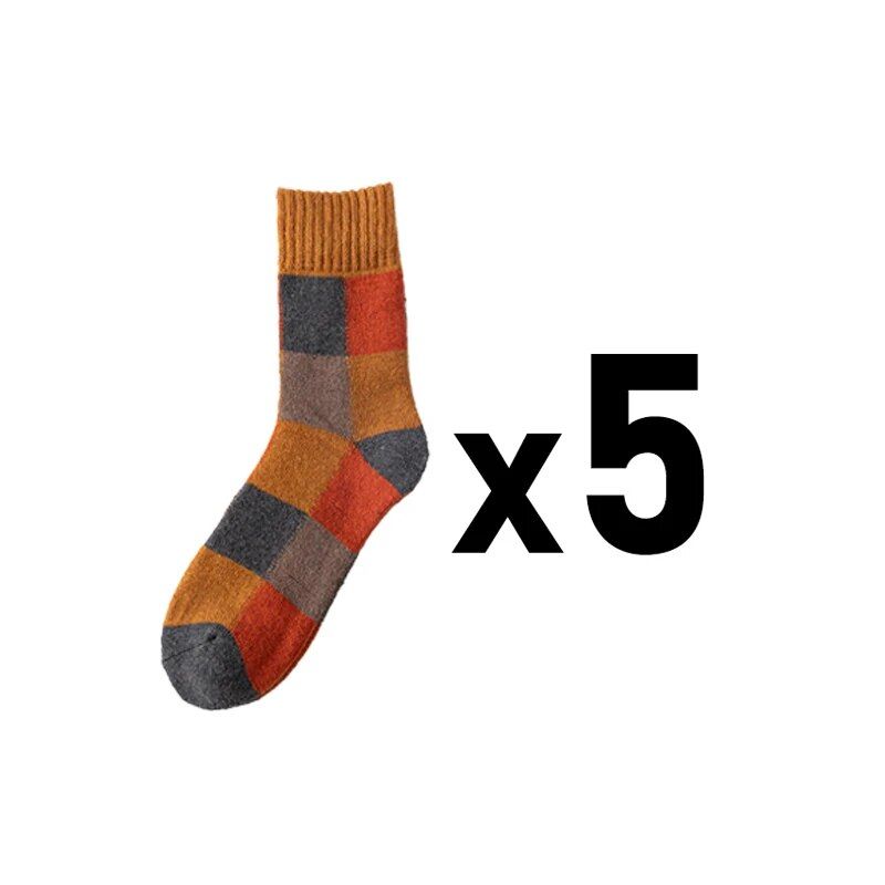 5Pairs/Lot Winter Thick Thermal High Quality Warm Haruku Retro Fashion Casual Antifreeze Wool Couple Socks_voghion.com