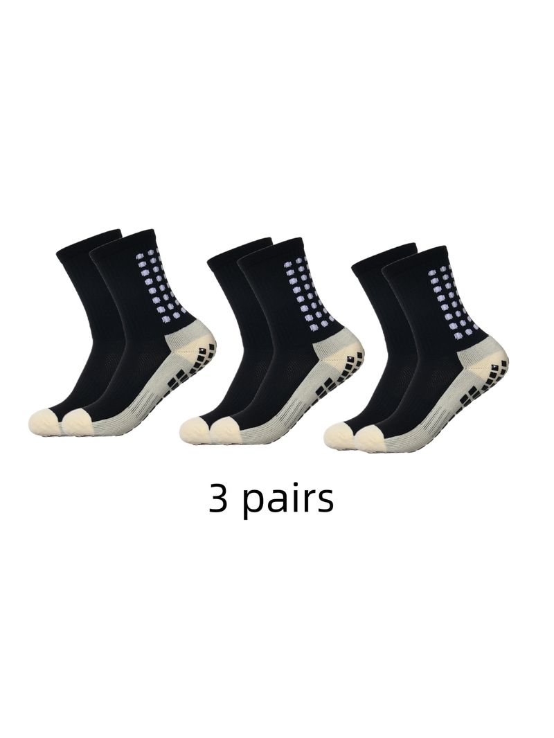3 paia di calze da calcio classiche di media lunghezza per bambini e scarpe da donna antiscivolo, fondo sportivo in asciugamano assorbente del sudore_voghion.com