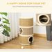 PawHut 28' Multi-Level Cat Condo With Sisal Scratching Pad 3 Story Hideaway For Cats Brown_voghion.com