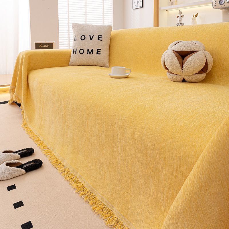 Puxu Chenille Sofa Throw All-Season Thickened One-Piece High-End Solid Color Full Cover Set_voghion.com