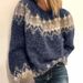 Damen Herbst Winter Lässiger Oversize Mohair Strickpullover Mit 3D Jacquard Muster, Rundhals Langarm Pullover, Weich & Warm_voghion.com