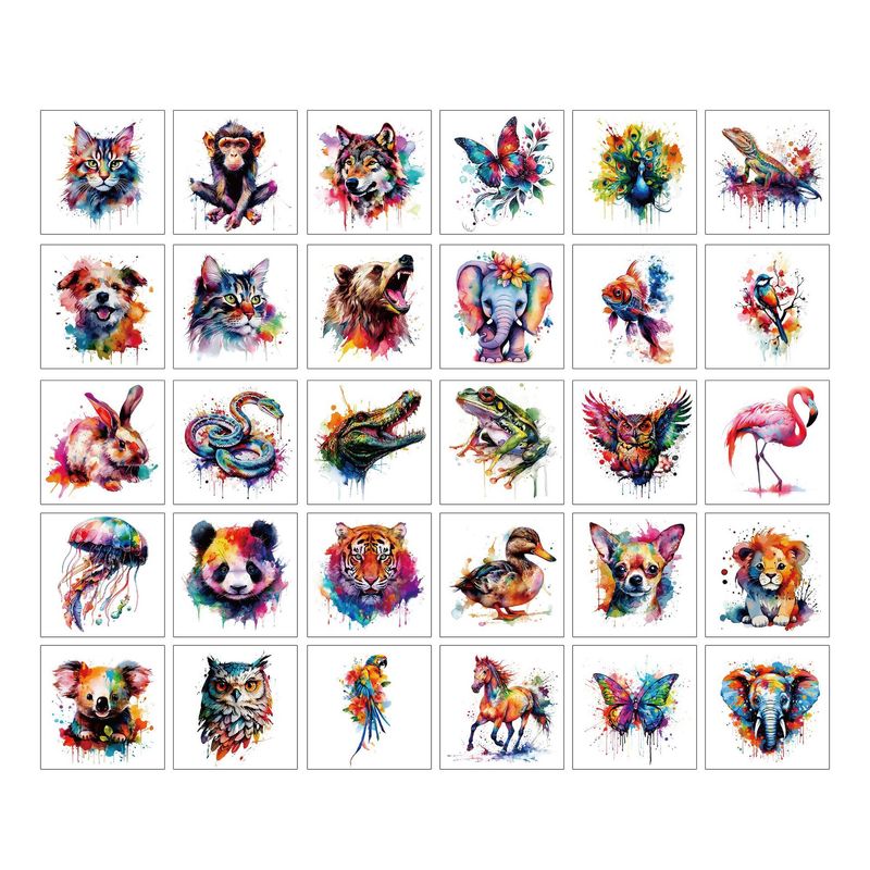 Watercolor High-end Colorful Tiger Butterfly Animal Party Temporary Tattoo Stickers_voghion.com
