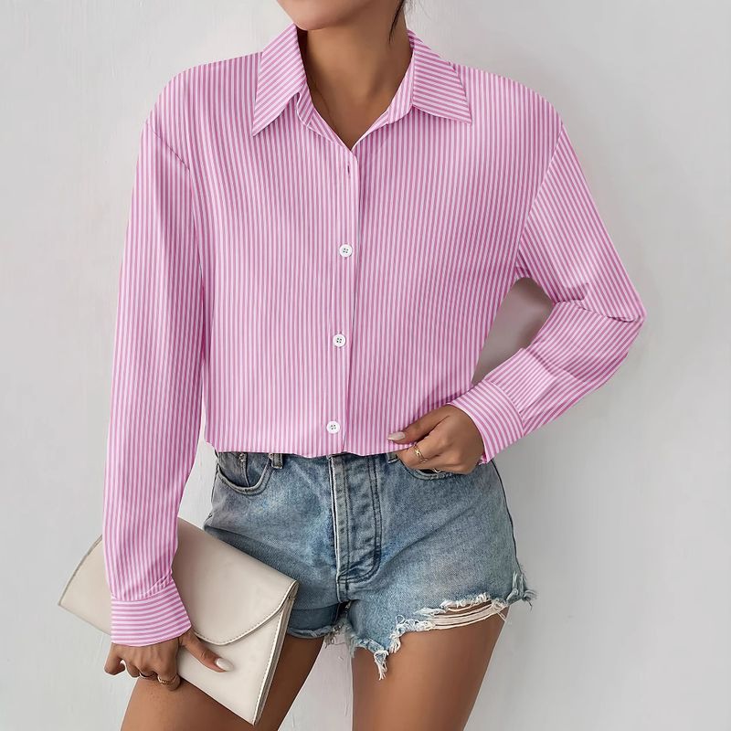 Women's Clothing Striped Shirt With Solid Color_voghion.com