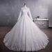 Women's Clothing Stand collar wedding dress long sleeve slimming fashion big train big size_voghion.com