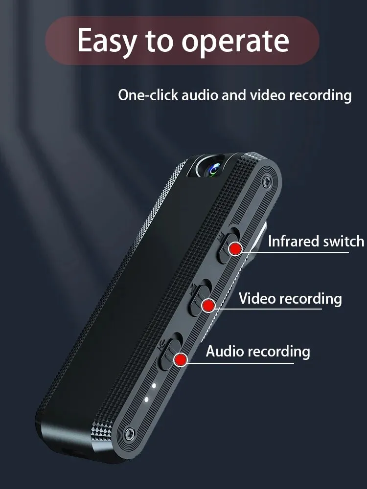 Voice Recorder 180 Degree Rotating HD Night Vision Video Camera Wearable Body Meeting Recorder_voghion.com