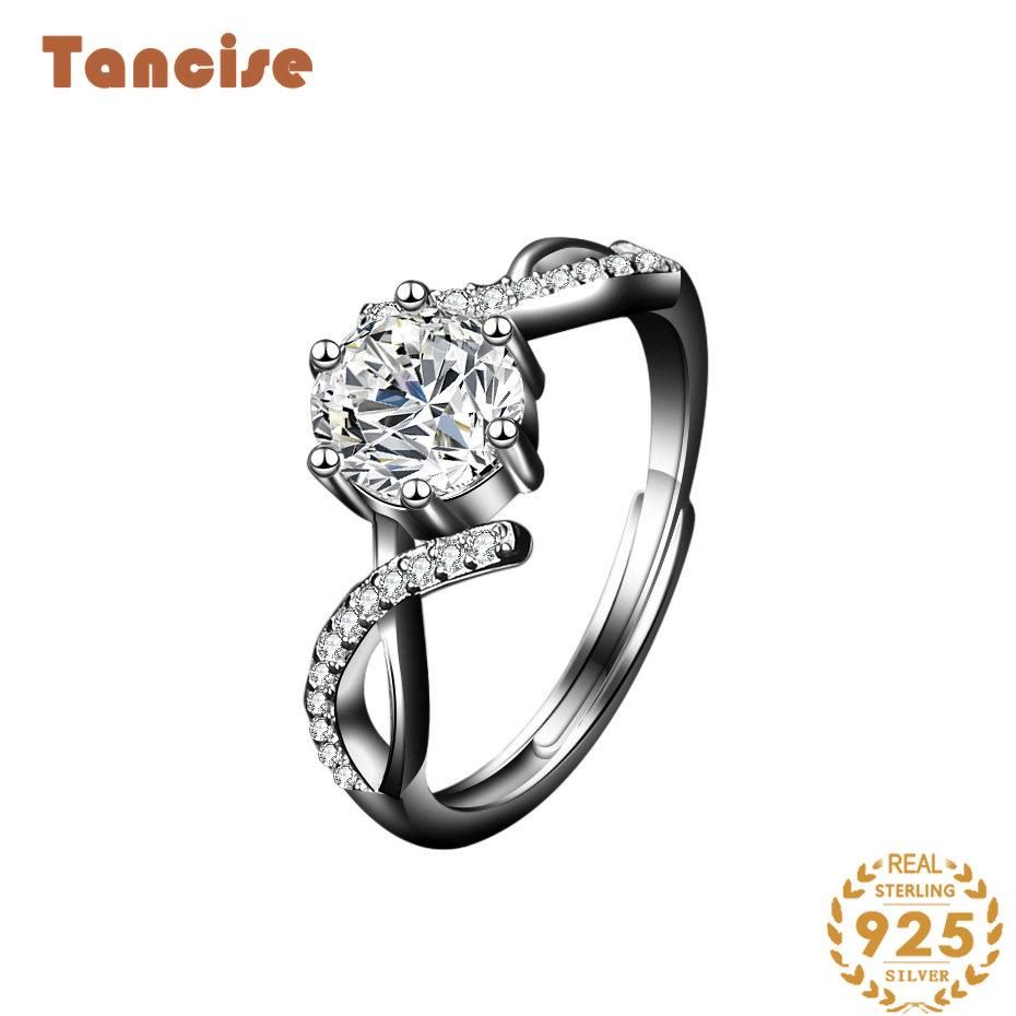 Tancise Classic Moissanite Bague en argent pour femme Bijoux Promesse de mariage Cadeau de fête_voghion.com