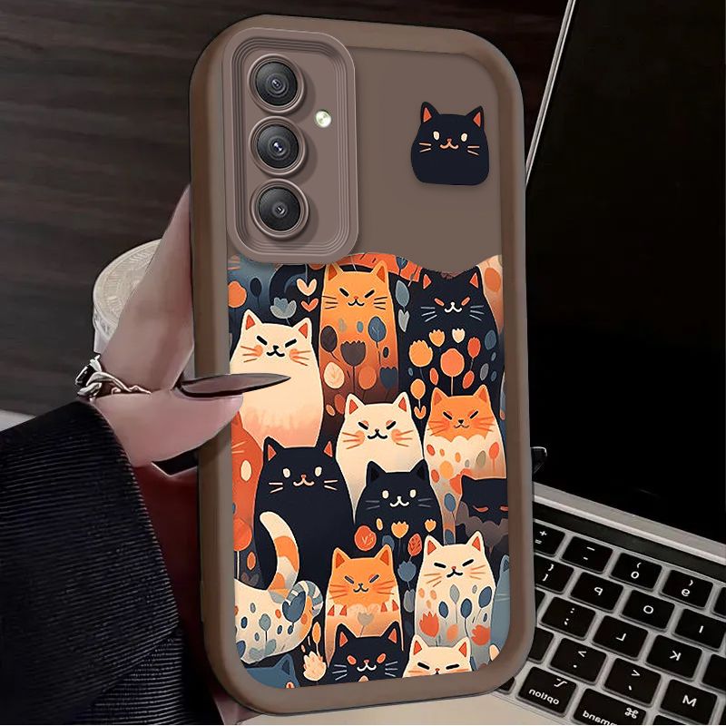 Funny Terror Hell Cat Matte Soft Case for Samsung Galaxy A35 A55 A15 A25 A16 A06 A05 A05S A24 A13 A23 A12 A22 A32 A52 A71 A51 4G_voghion.com
