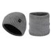 Autumn Winter Warm Versatile Men's Fleece-Lined Thickened Ear Protection Knitted Hat Scarf Gloves Two-Piece Set_voghion.com