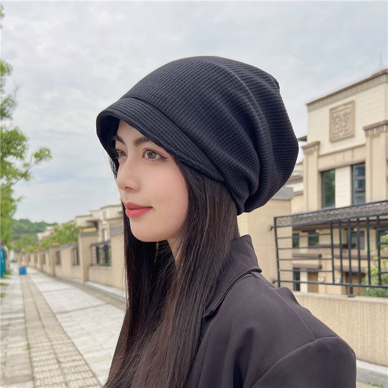 Hat with brim, autumn winter balding trendy pile up hat, warm and casual hat for home use_voghion.com