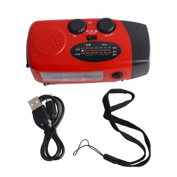 LED Disaster Hand Crank Charging Electricity Solar AM/FM For Emergency Light Radio_voghion.com