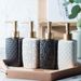 Ceramic Soap Dispenser Set – 4-Piece Minimalist Bathroom Bottles For Hand Soap, Shampoo & Lotion (Matte Black/White, Floral/Dot Design)_voghion.com