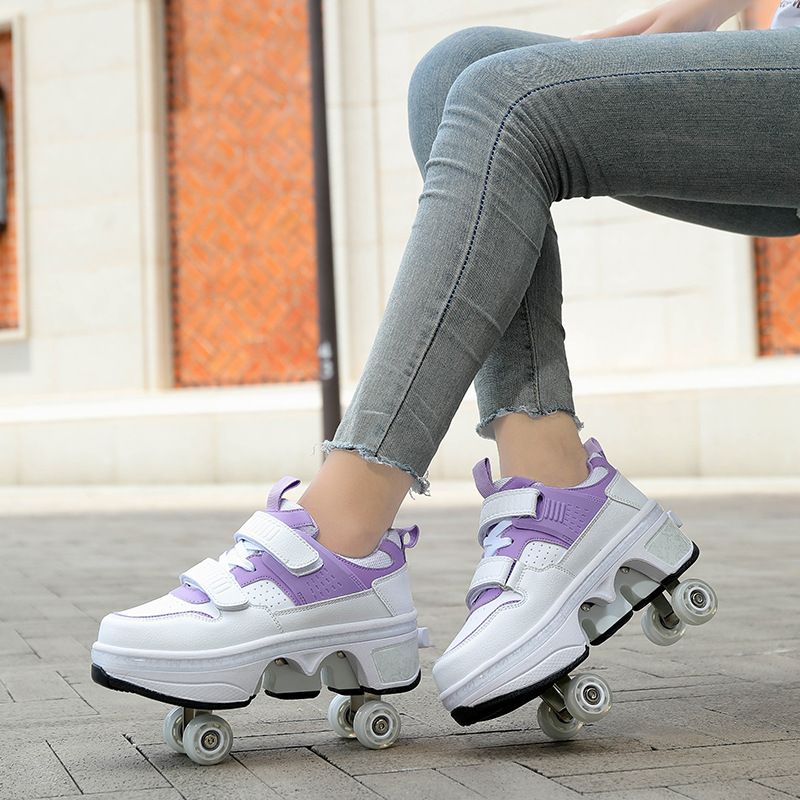Rollschuhe, Deformierte Schuhe, Rollschuhe mit vier Rädern, Rollschuhe mit Rädern für Kinder und Jugendliche, Rollschuhe mit zweireihigen Rädern_voghion.com