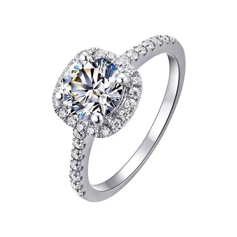 Anello da donna Douyin Kuaishou Live Classic Round Square Bag con zircone e moissanite a forma di cuore e otto frecce da 1 carato_voghion.com
