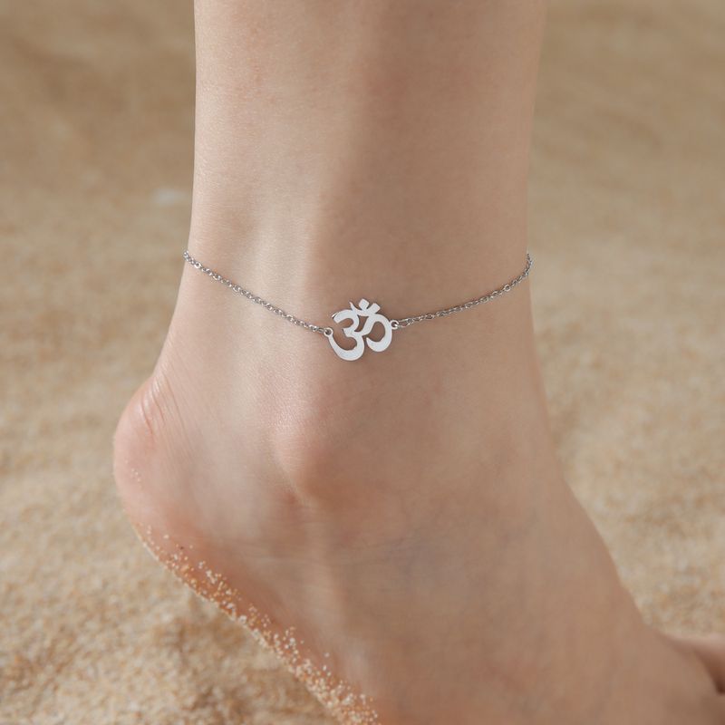 Hot Selling Yoga OM Women's Stainless Steel Double Layer Bead Chain Amulet Romantic Beach Accessory Anklet_voghion.com