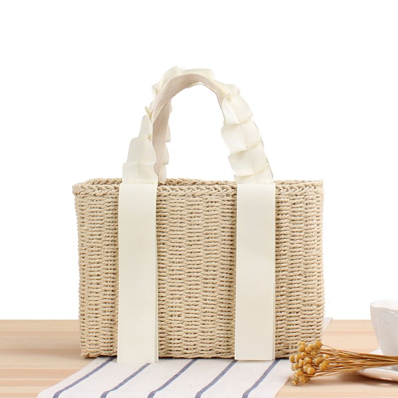 Minimalist Paper Rope Tote Bag - Style Handmade Beach Bag With Adjustable Handle​_voghion.com