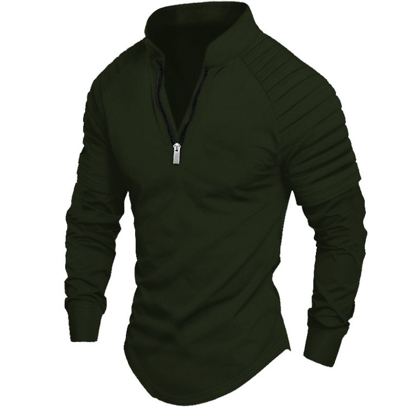 Polo deportivo de manga larga con cremallera de otoño para hombre Ins2024_voghion.com