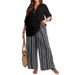 Women's Clothing Two Piece V Neck Top Printed Trousers Suit_voghion.com