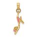 14K 3-D Pink Enamel Open Toe High Heel Charm_voghion.com