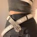 Women's New Summer Rivets Belt Hundreds Jeans Wide Version_voghion.com