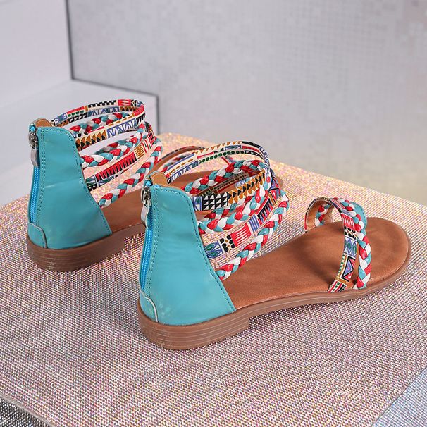 Boho Chic Spliced Plus-size Flat Sandals For Women_voghion.com