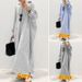 Cross Border 2025 Southeast Asia New Cotton And Linen Striped Cardigan Loose Large Size Temperament Commuter Dress Female_voghion.com