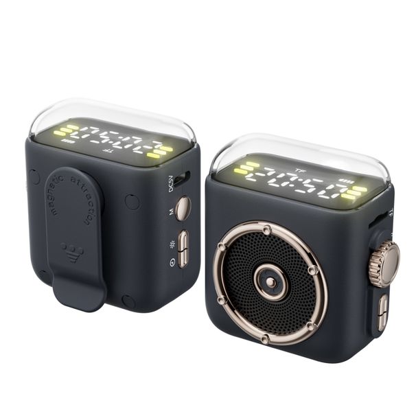 Mini Magnetic Backcip Bluetooth Speaker Time Display HiFi Sound Box Wireless Night Light MP3 Music Player Handsfree_voghion.com