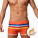 UXH Herren-Badehose mit buntem Streifenmuster, modische Boxershorts mit viereckigem Rand und Cup, Bademode für Männer_voghion.com
