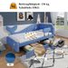 Kinder-Spleißbett, Polsterbett, Tagesbett, Walförmiges Design, Schlafsofa , 2 Schubladen Auf Rollen, PU+MDF+Sperrholz, Blau, 90x200cm_voghion.com