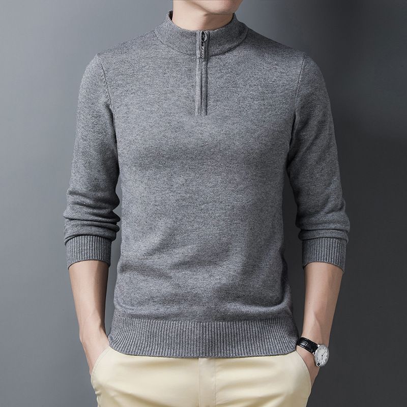Männerkleeder gestrickte Pullover héichqualitativ hallef oppene Kraang Reißverschluss Hemd 2024 Hierscht a Wanter Männer Pullover_voghion.com