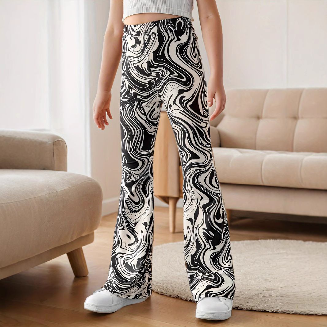 Mother & Kids INS Girls Comfortable Elastic Tie Dye Leggings Slim High Waist Sports Pants_voghion.com