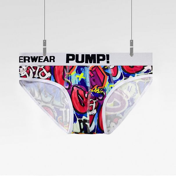 2025d PUMP Style Sexy Triangle Briefs Street Graffiti Nylon Breathable U Convex Pouch Shorts MP223_voghion.com