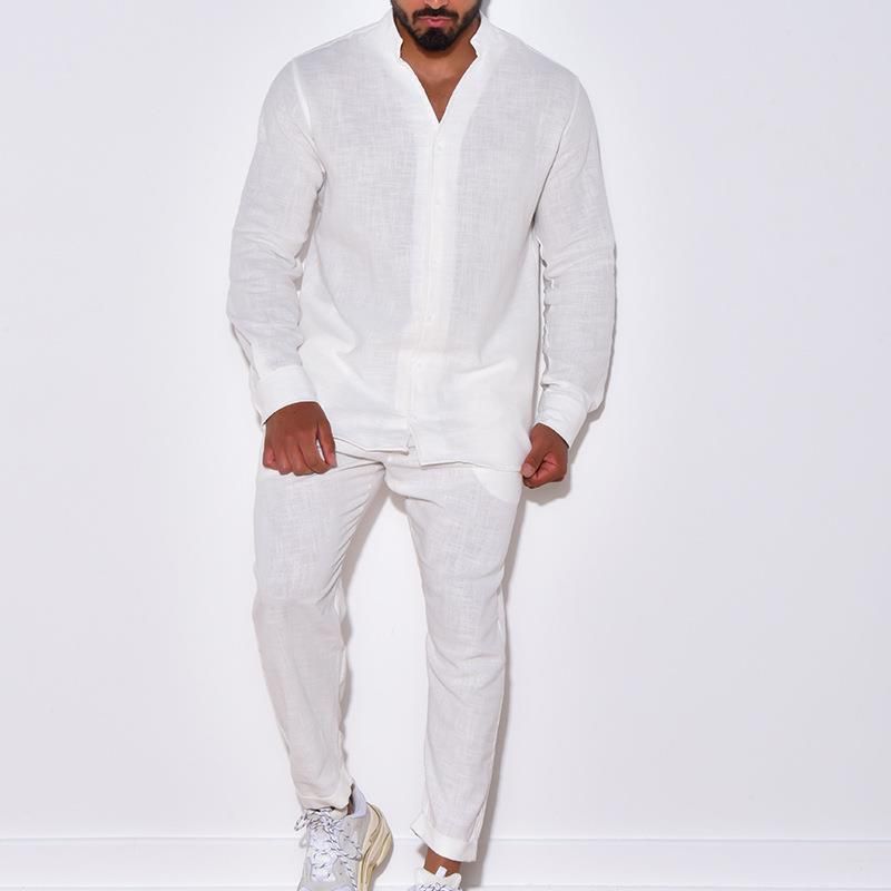 Biancheria sportiva da uomo, set casual autunnale, abito da lavoro alla moda a maniche lunghe, set di pantaloni a due pezzi_voghion.com
