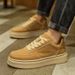 Chunky Sole Leather Casual Shoes Low-Top Lace-Up Sneakers Stylish Versatile_voghion.com