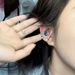 Blue Titanium Steel Bone 1.2mm Thick Ear Helix Stud Non-Fading Rhinestone Combination Earrings New Style_voghion.com