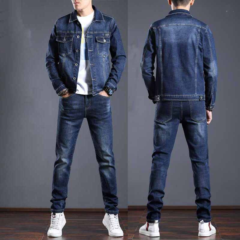 CT Denim Suit Two-Piece Set Spring Autumn 2025 New Jacket Coat Top Pants One-Piece Trendy Stretch Men's Clothing_voghion.com