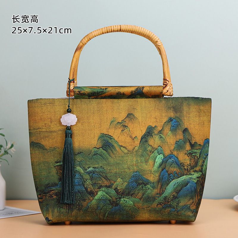 Borsa da donna fatta a mano con ricamo a forma di fiume e montagna di Thousand Miles, borsa a tracolla in stile cinese, regalo_voghion.com