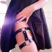 Gothic Harajuku Punk Style Sexy Leather Round Thigh Double Row Garter Belt Foot Ring Elastic Band Leg Chain_voghion.com