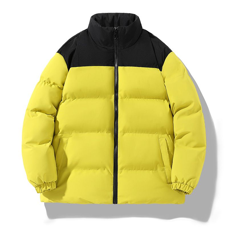 Graphene men's thick stand up collar windproof warm cotton clothing trend versatile color blocked jacket new quality_voghion.com