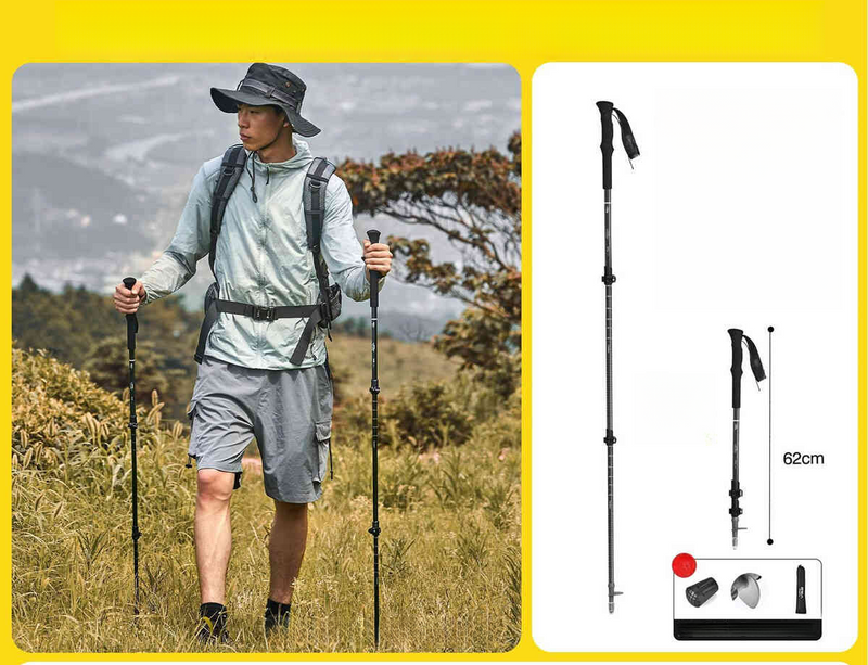 Primitive Pole Fiber Professional Outdoor Trekking Climbing Gear Canna da trekking Bastone da passeggio telescopico ultraleggero in carbonio_voghion.com