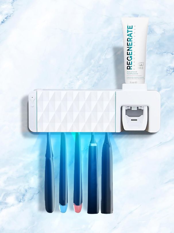 Porta-dentifricio Premium a 5 scomparti - Dispenser per dentifricio da bagno bianco_voghion.com