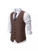 Chaleco de traje de espiga para hombre, de otoño e invierno, con empalme retro y botonadura sencilla._voghion.com