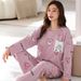 Pajamas for women in spring autumn, pure long sleeved pullover, autumn style set, loose and casual, plus size, all_voghion.com