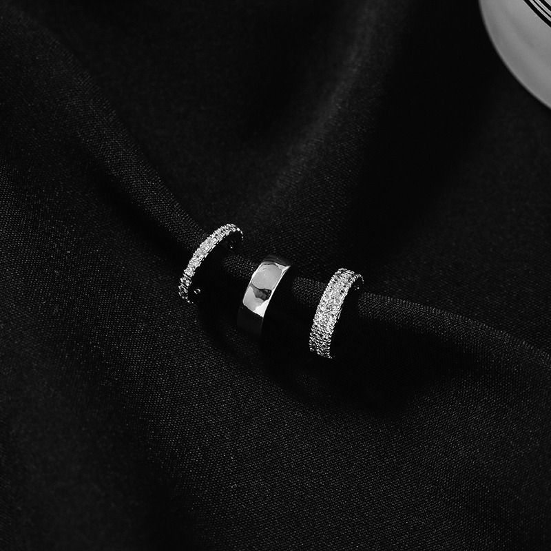 Orecchini a clip con zirconi geometrici in stile giapponese e coreano da donna, senza foratura, semplici e di alta qualità, a doppio strato._voghion.com