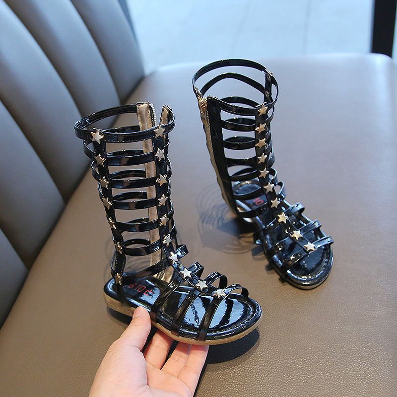 Kız Çocuk Gladyatör Sandaletler - Yüksek Topuklu Roma Çivili Sandaletler | Yaz Modası Ayakkabılar_voghion.com