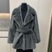 Women's Clothing Eco Friendly Fur Coat, Faux Mink Fur, Short Suit Collar With Horizontal Stripe Belt_voghion.com